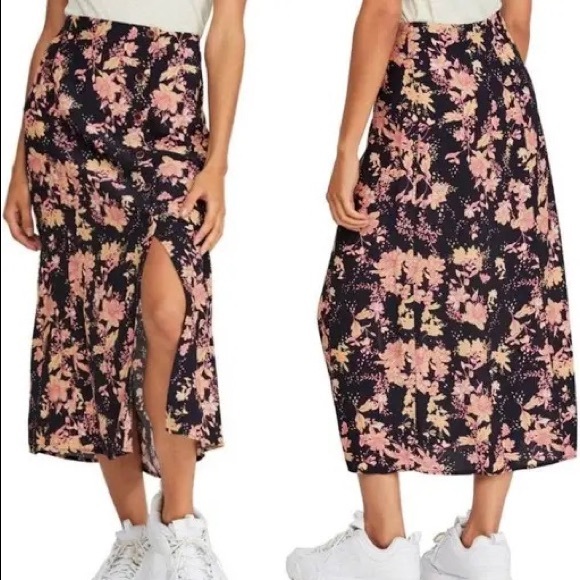 Free People Retro Love Floral Button Front MIDI Skirt - Picture 7 of 7